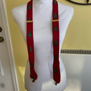 Source Unknown Red and Green Tree Patterned Belt
